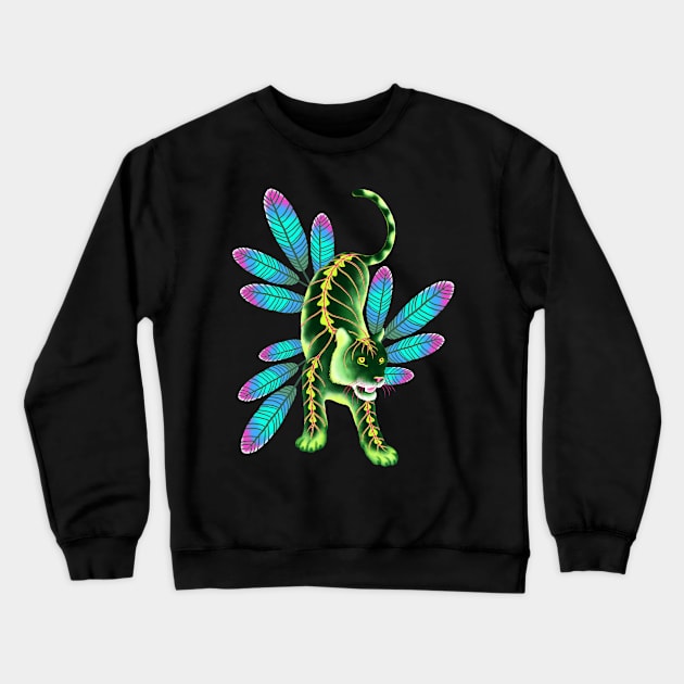 Maranta Tiger (Black Background) Crewneck Sweatshirt by illucalliart